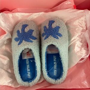 Pink Palm Puff Kids Slippers - Blue